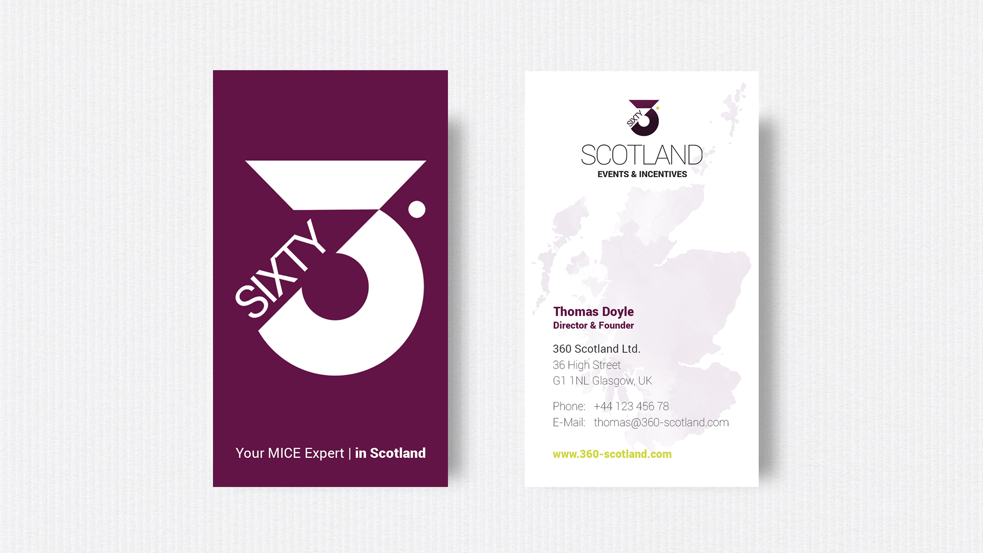 Referenz Visitenkarten - Werbeagentur Chemnitz - 360 Scotland